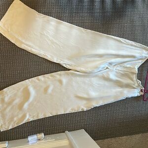Eileen fisher silk georgette crepe pants cream